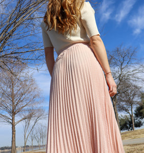Just Peachy Print Pleated Maxi Skirt